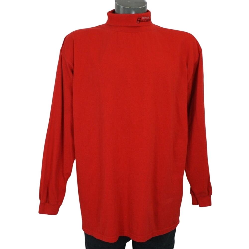 Vintage 90s Tampa Bay Buccaneers Mock Neck Shirt XL Red NFL Embroidered CSA - Picture 1 of 6